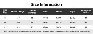 Detailed size chart in cm for bodycon mini dress showing bust, waist, and hip measurements