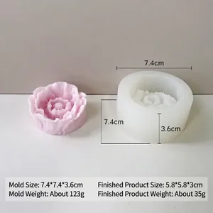 Detaillierte Silikonform Pfingstrose 7,4x7,4x3,6cm für DIY Harz und Seifenherstellung