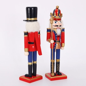 Pair of 30cm wooden Nutcracker soldier ornaments for classic Christmas home decoration