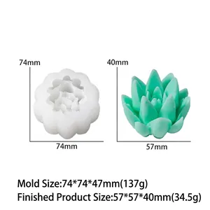 Succulent silicone mold with precise dimensions for DIY candle and soap making