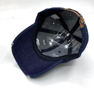 Casquette de baseball en jean bleu foncé pour enfants avec lanière réglable en cuir