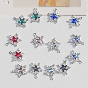 Star-shaped rhinestone pendants with colorful gemstones for DIY jewelry crafts