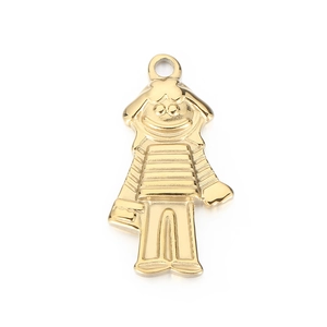 Pendentif punk hip hop en acier inoxydable doré en forme de garçon rock avec chapeau