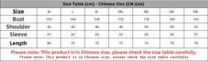 Detailed size chart for men's Henley T-shirt with measurements from M to 5XL