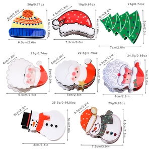 Christmas themed hair claw clips set with Santa, snowman and tree patterns in acrylic