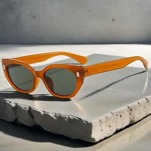 Retro Cat Eye Sunglasses UV400 Protection PC Frame AC Lens Metal Rivets Decorative Vintage Trendy Eyewear For Women