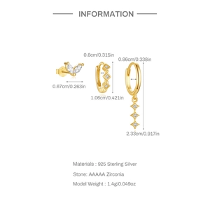Detailed macro view of S925 sterling silver earrings with marquise cubic zirconia accents
