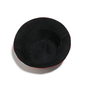 Detailed interior view of breathable black cotton sun hat with USA flag stripe edge