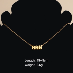 Golden lucky number 888 necklace pendant on black mannequin display with 45+5cm length