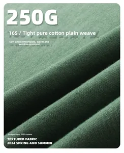 Macro view of 250G 16S green 100% cotton fabric showing tight plain weave texture