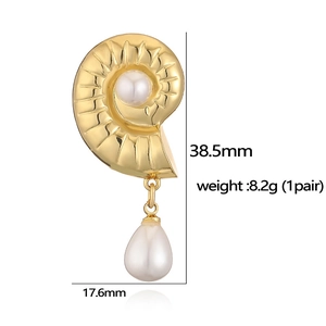 Detailed size and weight specs for French vintage pearl flower spiral hoop earrings