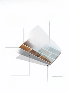 Détail de la structure à cinq couches pour carreaux muraux en marbre avec couche adhésive