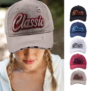 Classic Letter Embroidery Baseball Cap Distressed Washed Cotton Adjustable Vintage Streetwear Hat For Men Women