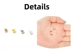 Macro detail of butterfly earring backs in gold, rose gold, and silver finishes