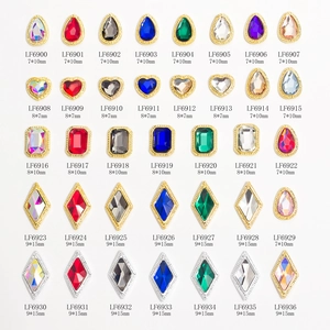Amuletos De Arte De Uñas De Aleación Y Piedras Preciosas Formas Gota Corazón Rombo Borde Metálico Decoraciones De Manicura