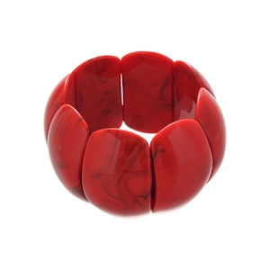 Exaggerated geometric red and black acrylic marble pattern wide elastic bracelet