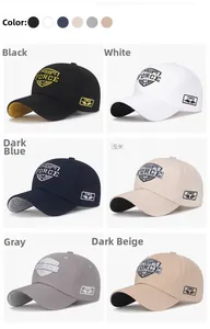 Détail de casquettes de baseball en coton montrant le logo FORCE brodé en six coloris
