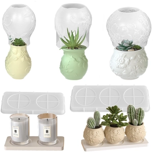 Silikonform DIY Relief Blumen Vase Tablett Harzguss Handwerk Blumentopf Gips Beton Handarbeit Werkzeug