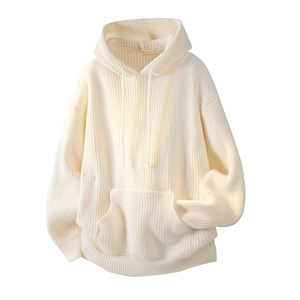 Knitted Hoodie Sweater Oversized Retro Hooded With Kangaroo Pocket Long Sleeve Loose Casual Unisex