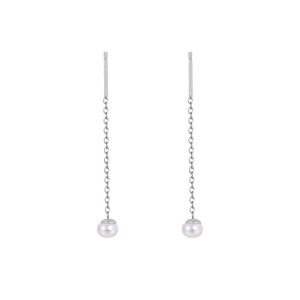 Élégantes boucles d'oreilles pendantes en argent S925 avec perles blanches pour femmes