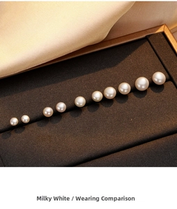 Detailed comparison of natural freshwater pearl earrings in five different gradient sizes