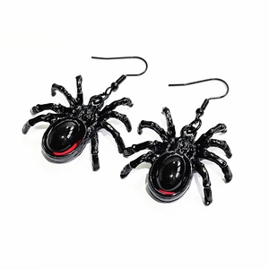 Spider Pendant Earrings Alloy Red Crystal Gothic Punk Rock Halloween Jewelry For Women