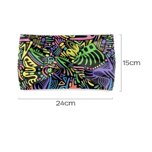 Detailed size guide of mandala pattern headband showing 15cm width and 24cm length