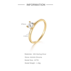 Detailed specs of 925 silver ring featuring 5mm AAAAA zircon and 1.5mm golden band