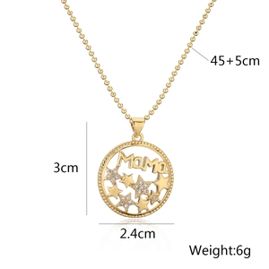 Gold-plated MAMA pendant necklace with zircon stars and dimensions 3x2.4cm