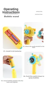 Operating instructions showing battery and bubble solution installation for submarine bubble wand