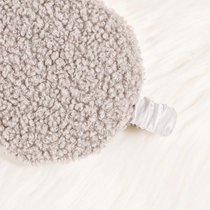 Plush teddy fleece sleep mask with grey satin elastic strap for comfortable shading