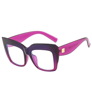 Fashionable oversized square glasses frame with purple gradient finish and blue light lens