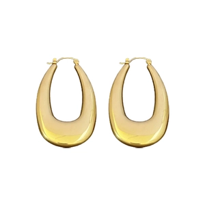 Minimalist gold U-shaped thick hoop earrings with a high-polished metallic finish