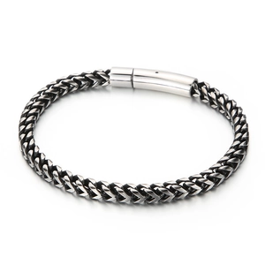 Titanium steel keel chain bracelet for men with silver polished finish and secure clasp