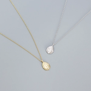 925 Sterling Silver Necklace With Zircon Teardrop Sunburst Pendant French Elegant Dainty Clavicle Chain Jewelry For Women
