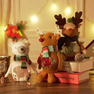 Christmas reindeer and polar bear plush candy jars with transparent storage containers
