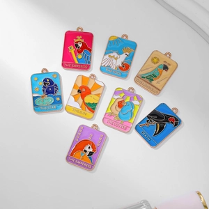Tarot Card Parrot Alloy Enamel Charms For DIY Jewelry Making Mysterious Bird Pendants