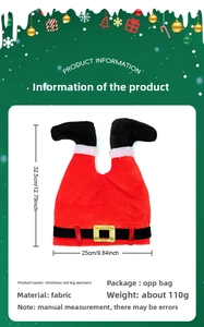 Elf leg Christmas hat decoration featuring red pants with gold buckle details