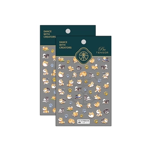 3D embossed cartoon Shiba Inu nail art stickers with various poses and dog paw patterns