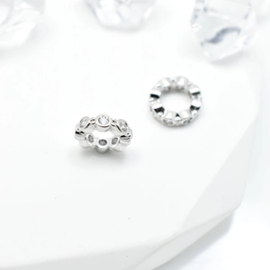 Silver micro-pave zircon round spacer beads for DIY jewelry making and bracelets