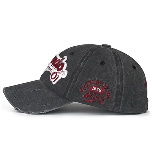 Vintage dark gray distressed baseball cap with Orlando 1876 embroidery and torn brim