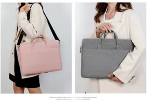 Schlanke Laptop-Taschen in Rosa und Grau aus Canvas mit Griffen und abnehmbaren Schultergurten