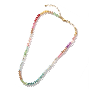 Elegant rainbow crystal beaded necklace with golden spacers and adjustable clasp