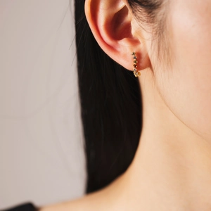 Minimalist S925 sterling silver earrings with colorful zircon stones on gold finish