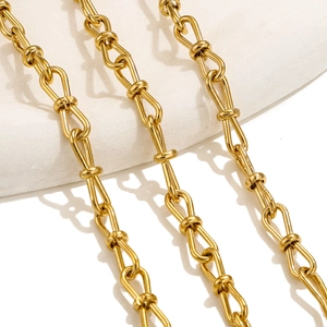 18K gold plated stainless steel hip hop chain necklace shown in a vertical arrangement