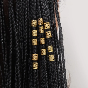 Set of 12 golden hollow metal hair rings for dreadlock braiding decorations