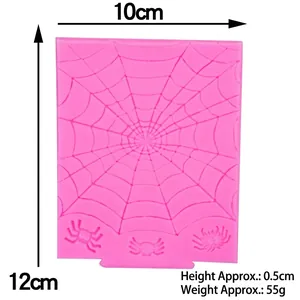 Pink silicone Halloween spider web mold with spiders for DIY baking 10x12cm size