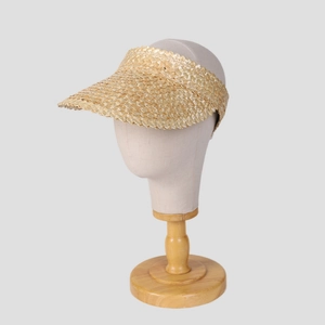 Handwoven wheat straw open top sun hat with dogtooth edge for summer beach travel