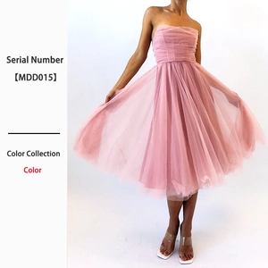 Maxi Dress Strapless Boning Mesh Tulle A-Line High Waist Pink Evening Party Birthday Gown For Women Elegant Sexy