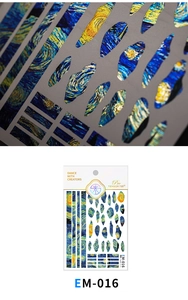 Detail of EM-016 nail stickers featuring Van Gogh Starry Night oil painting texture